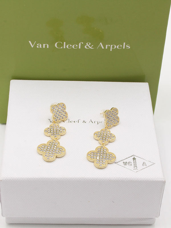 حلق فان كليف زركون طويل حلق van cleef ذهبي