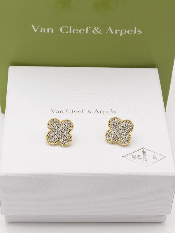 حلق فان كليف زركون سمبل فلاور حلق van cleef ذهبي