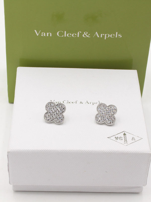 حلق فان كليف زركون سمبل فلاور حلق van cleef فضي