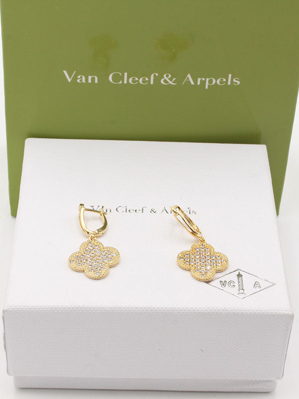 حلق فان كليف زركون تعليقه حلق van cleef ذهبي