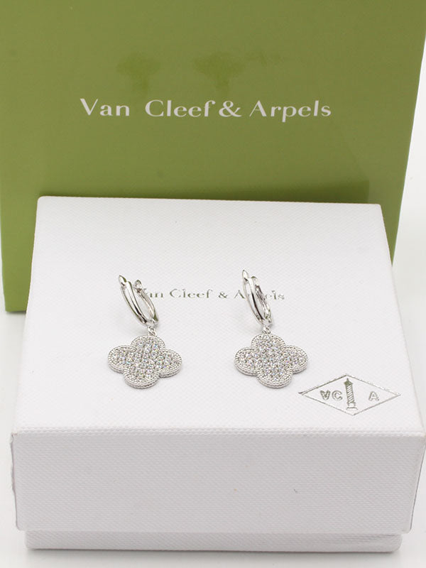 حلق فان كليف زركون تعليقه حلق van cleef فضي