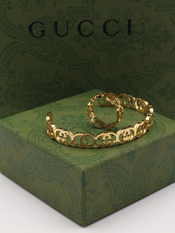 اسواره وخاتم قوتشي ذهبي اسواره gucci ذهبي