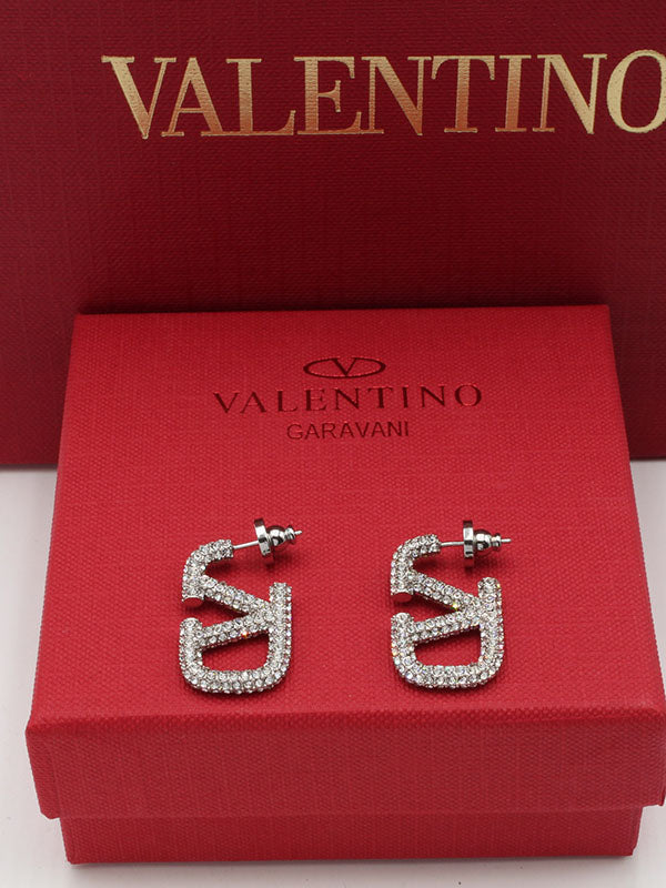حلق فالنتينو كريستال الجديد حلق VALENTINO فضي