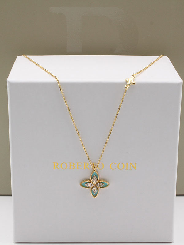 سلسال روبرت كوين زركون صغير سلسال roberto coin تركواز ذهبي