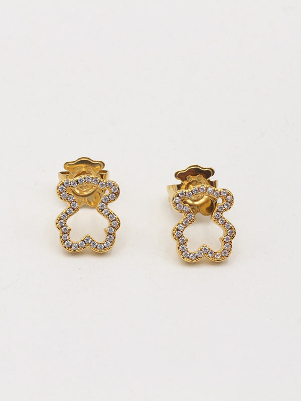 حلق دبدوب صغير مفرغ زركون حلق دبدوب ذهبي