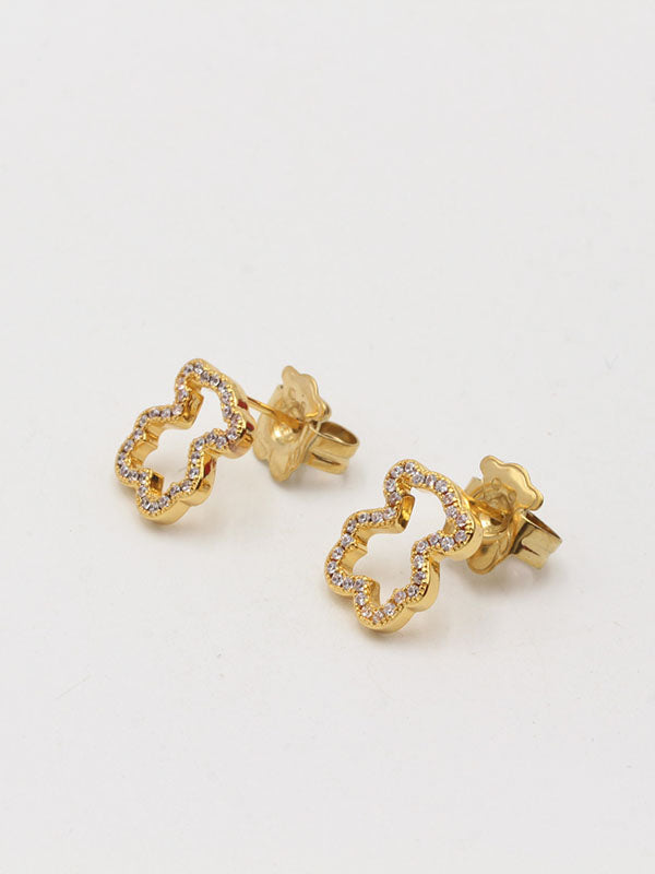 حلق دبدوب صغير مفرغ زركون حلق دبدوب