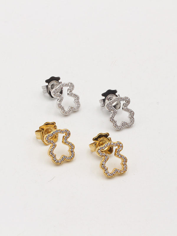 حلق دبدوب صغير مفرغ زركون حلق دبدوب