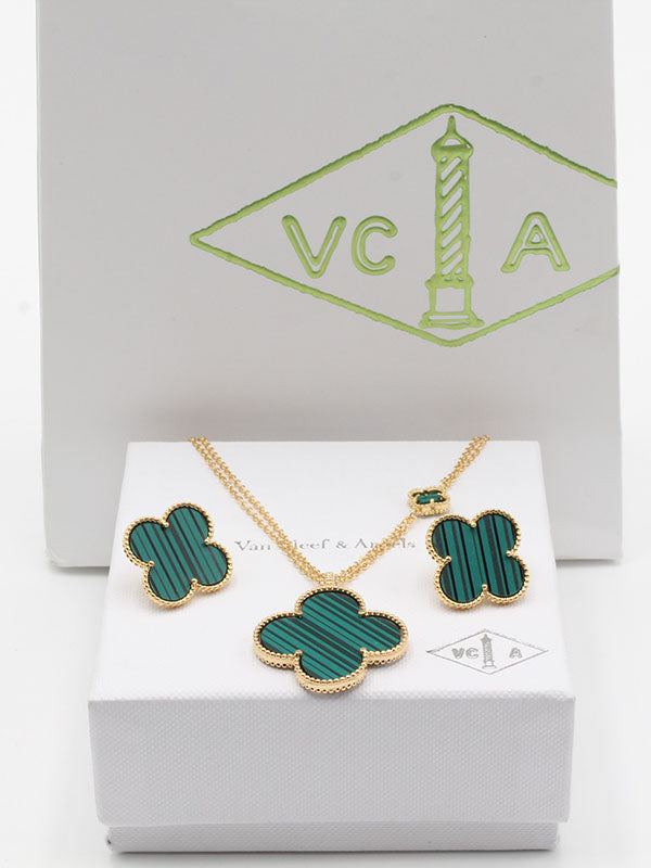 طقم فان كليف طويل اطقم van cleef ذهبي اخضر