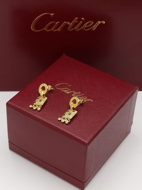 حلق كارتير تايقر الجديد لوقو زركون حلق CARTIER ذهبي