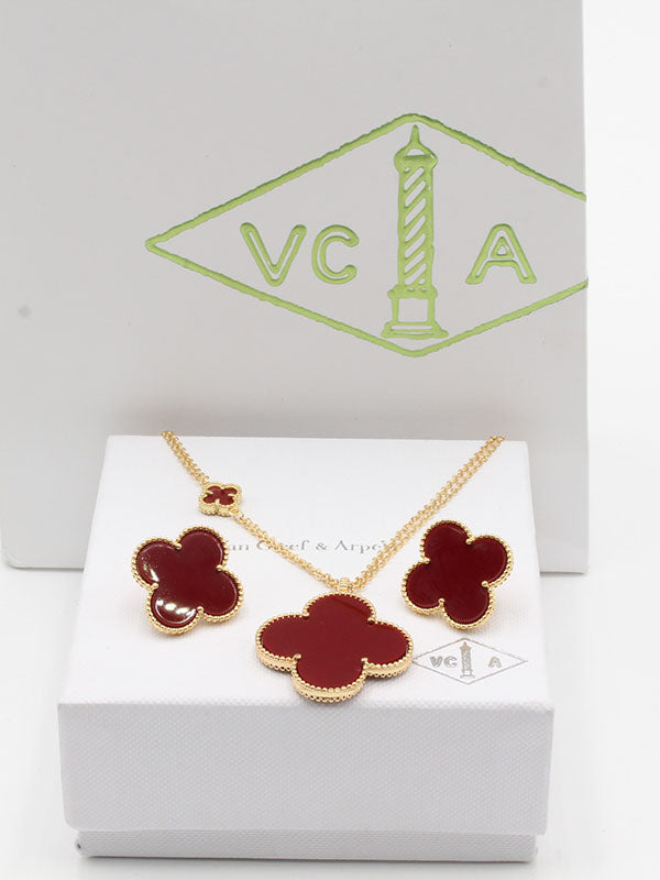 طقم فان كليف طويل اطقم van cleef ذهبي عنابي