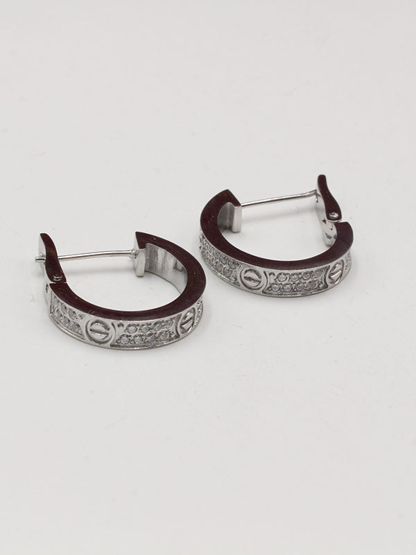 حلق كارتير ميتال الجديد لوقو زركون حلق CARTIER