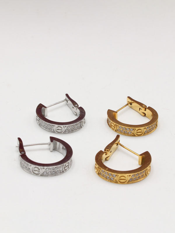 حلق كارتير ميتال الجديد لوقو زركون حلق CARTIER