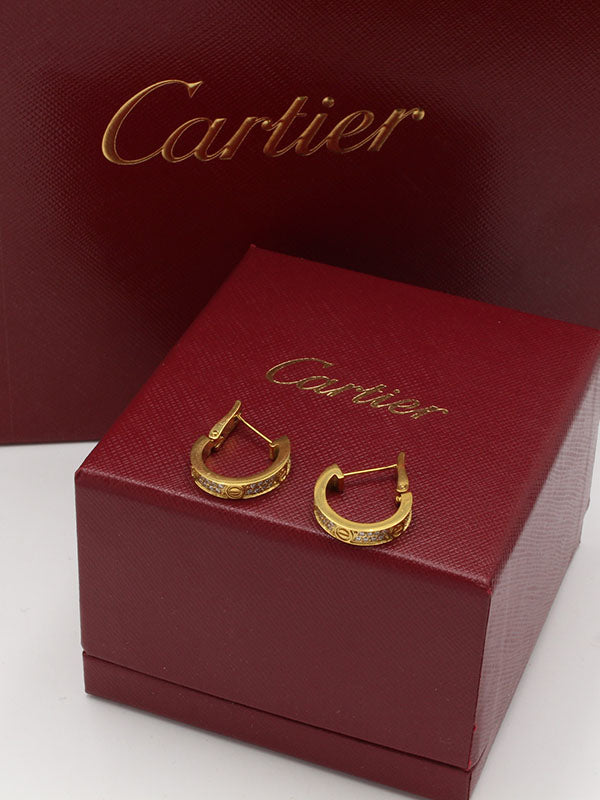 حلق كارتير ميتال الجديد لوقو زركون حلق CARTIER ذهبي