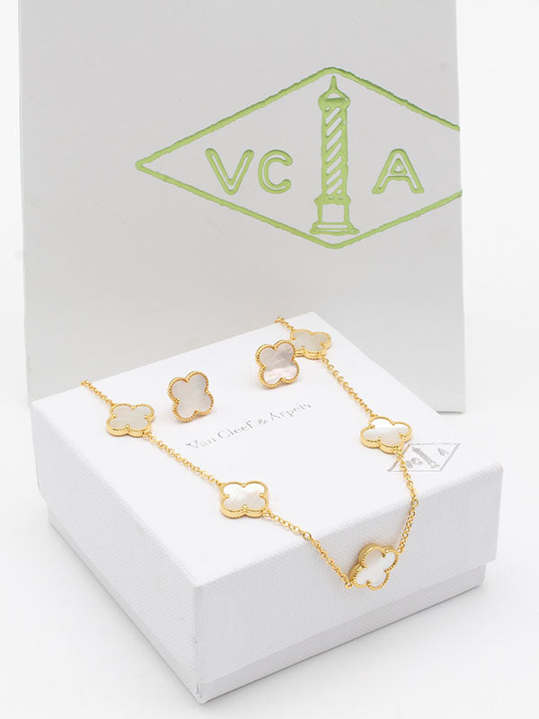 طقم فان كليف 5 وردات ابيض اطقم van cleef