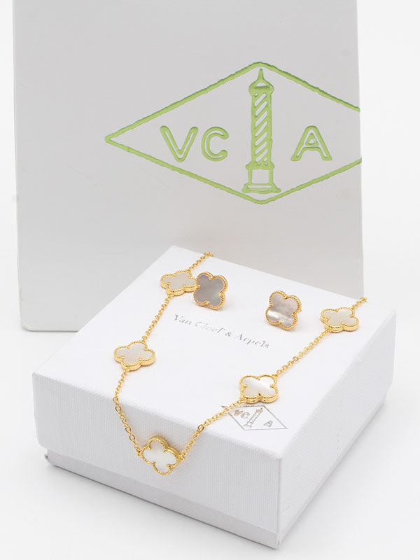 طقم فان كليف 5 وردات ابيض اطقم van cleef