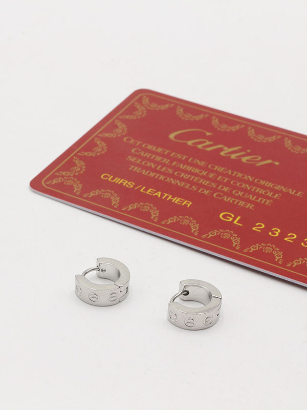 حلق كارتير كبس الجديد لوقو صغير حلق CARTIER فضي
