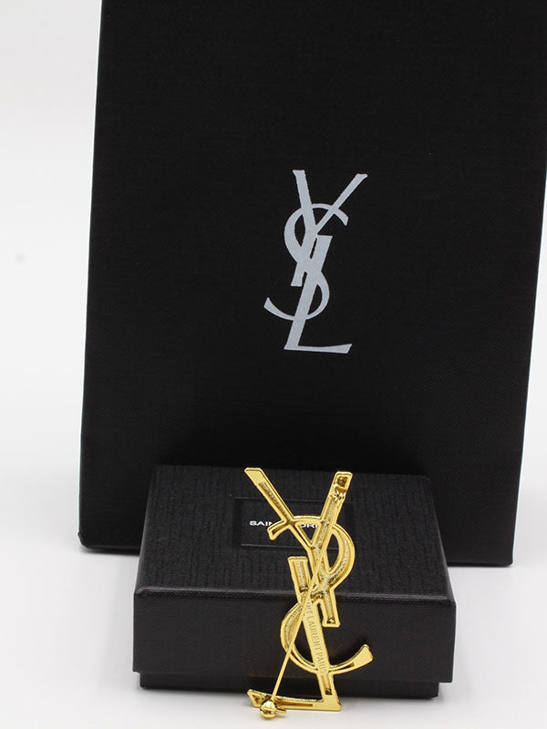 بروشات ايف سان لوران ميتال كبير بروش ysl ذهبي