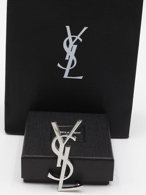 بروشات ايف سان لوران ميتال كبير بروش ysl فضي