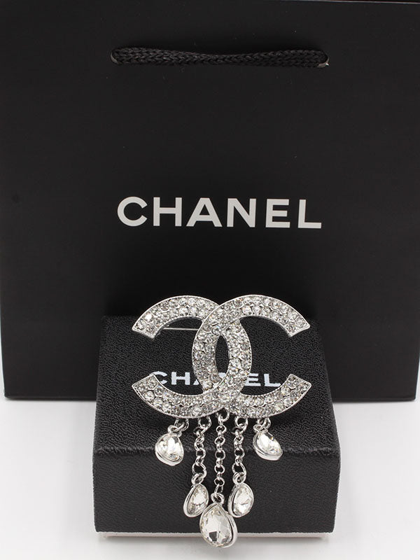 بروشات شانيل كريستال هدب بروش chanel فضي