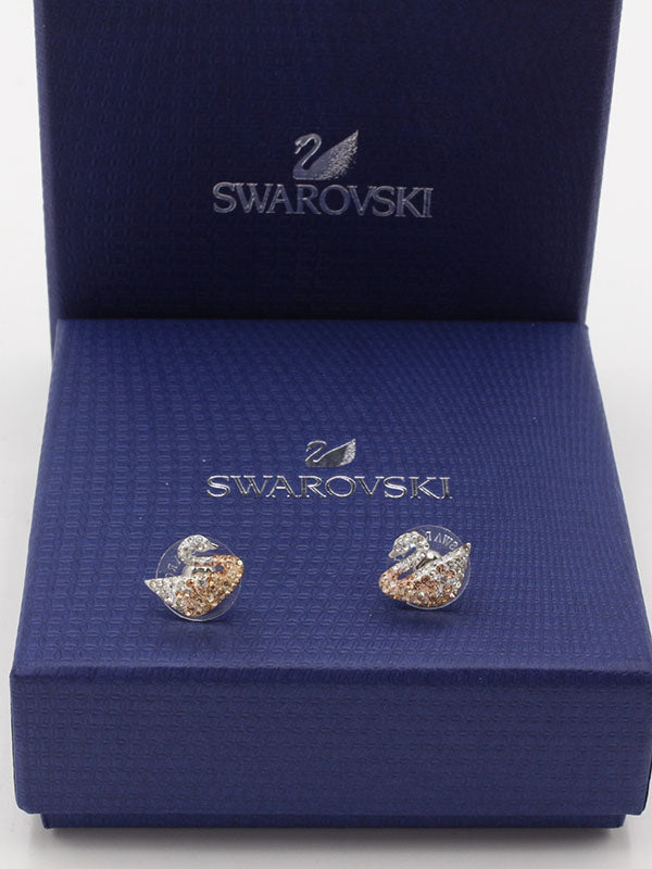 حلق سواروفسكي سوان فضي لوقو حلق Swarovski
