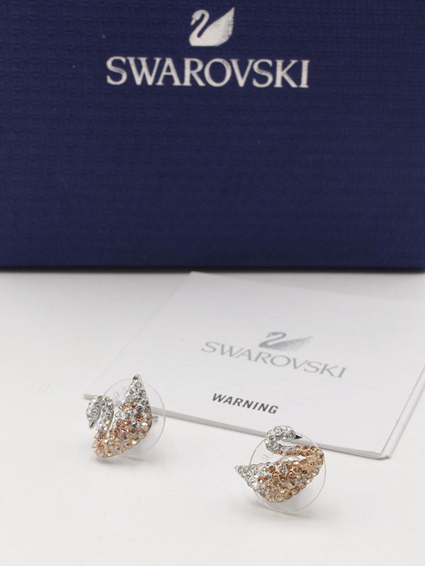حلق سواروفسكي سوان فضي لوقو حلق Swarovski ملون