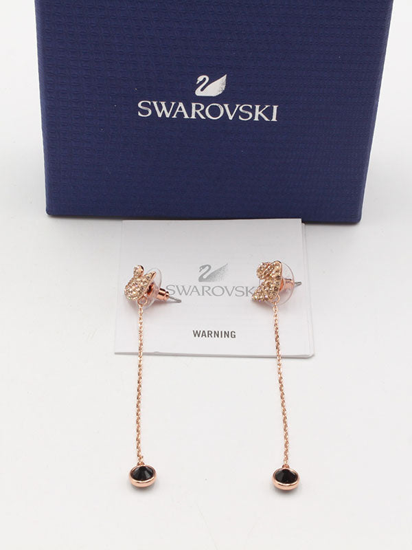 حلق سواروفسكي روز قولد طويل لوقو حلق Swarovski