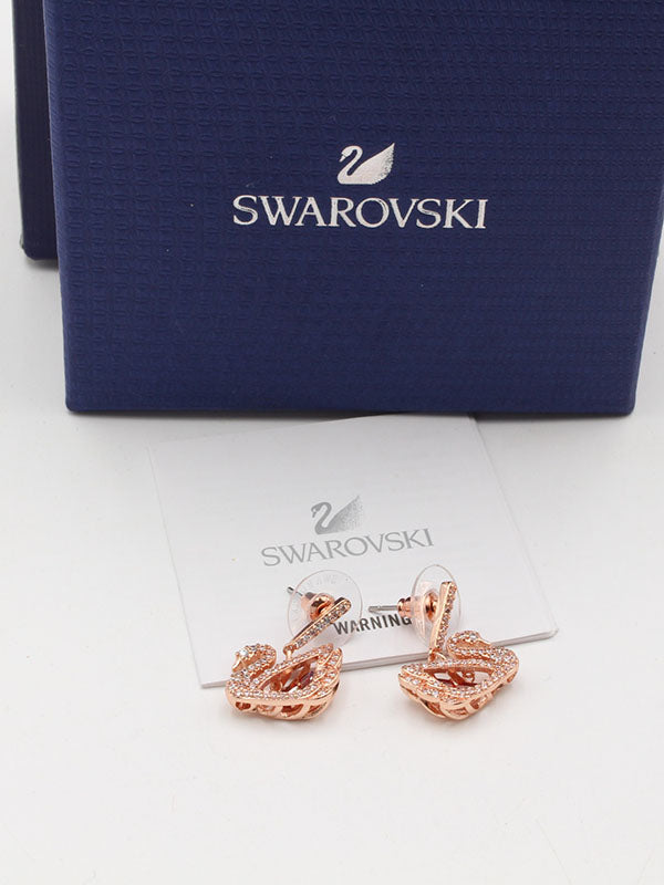 حلق سواروفسكي سوان فضي لوقو زركون حلق Swarovski