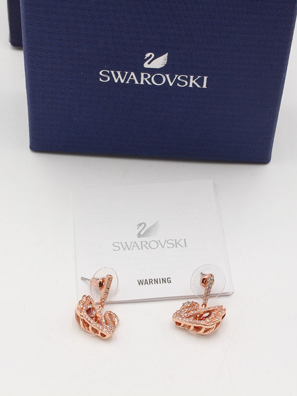 حلق سواروفسكي سوان فضي لوقو زركون حلق Swarovski