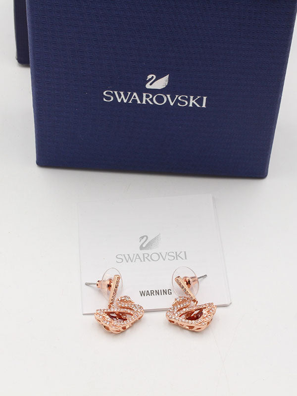 حلق سواروفسكي سوان فضي لوقو زركون حلق Swarovski