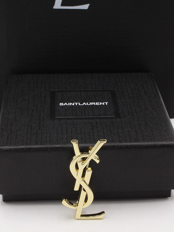 بروشات ايف سان لوران ميتال وسط بروش ysl ذهبي