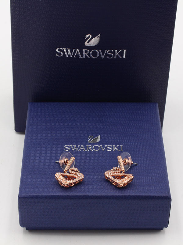 حلق سواروفسكي سوان فضي لوقو زركون حلق Swarovski
