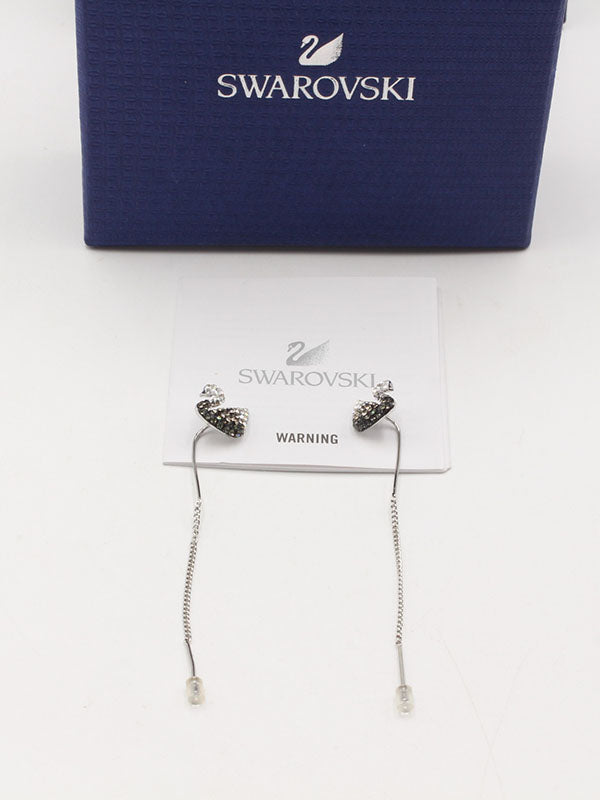 حلق سواروفسكي روز قولد طويل حلق Swarovski فضي