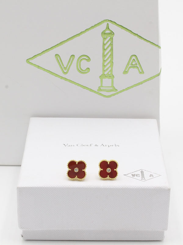 حلق فان كليف ستون لوقو حلق van cleef عنابي ذهبي