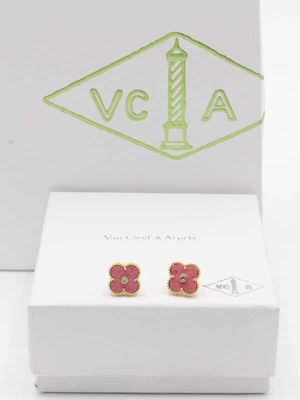 حلق فان كليف ستون لوقو حلق van cleef وردي ذهبي