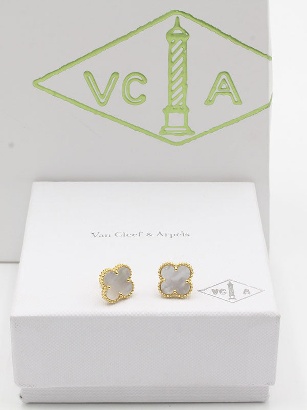 حلق فان كليف ريقلور لوقو حلق van cleef ابيض ذهبي