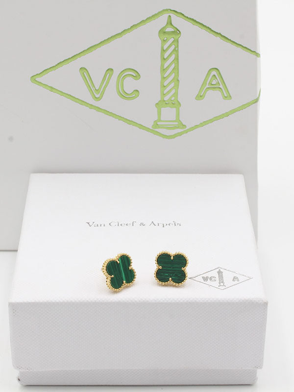 حلق فان كليف ريقلور لوقو حلق van cleef اخضر ذهبي