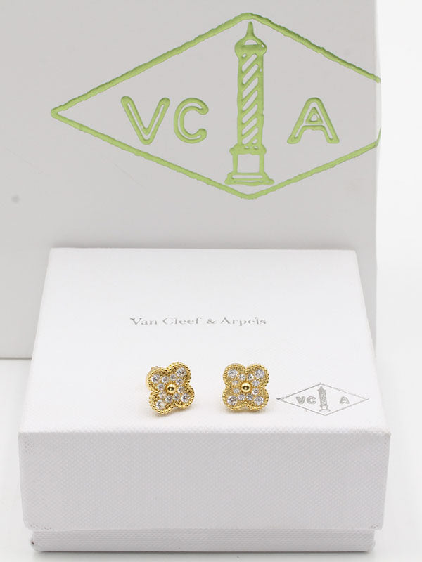 حلق فان كليف ريقلور لوقو حلق van cleef ذهبي زركون