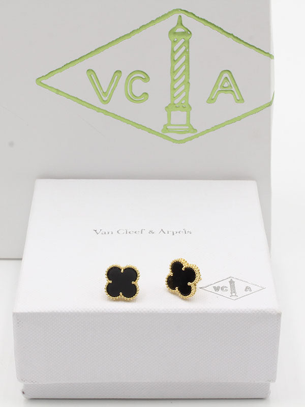 حلق فان كليف ريقلور لوقو حلق van cleef اسود ذهبي