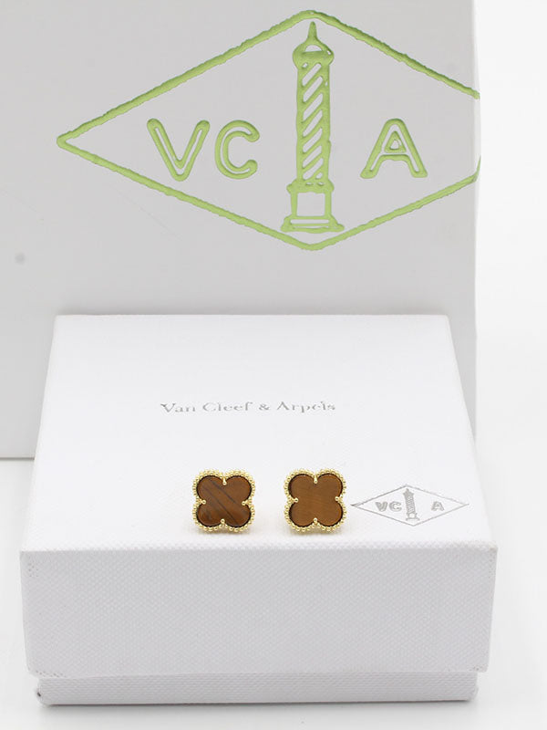 حلق فان كليف ريقلور لوقو حلق van cleef بني ذهبي