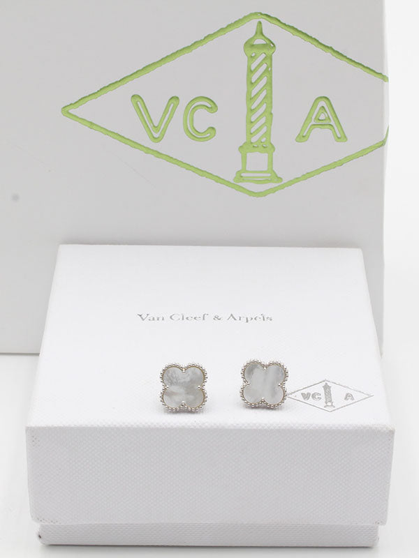 حلق فان كليف ريقلور لوقو حلق van cleef ابيض فضي
