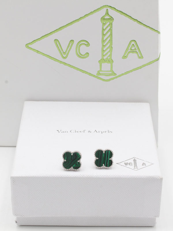 حلق فان كليف ريقلور لوقو حلق van cleef اخضر فضي