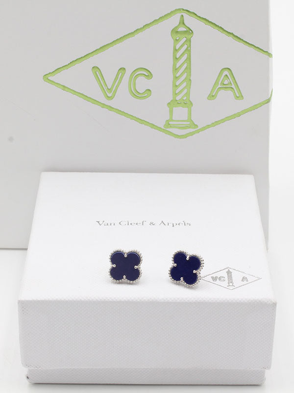 حلق فان كليف ريقلور لوقو ماستر حلق van cleef كحلي فضي