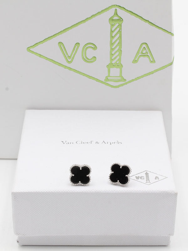 حلق فان كليف ريقلور لوقو حلق van cleef اسود فضي