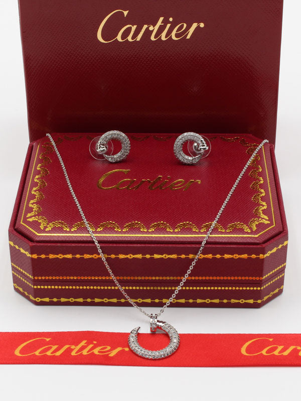 طقم كارتير زركون ناعم 2 قطع اطقم CARTIER فضي