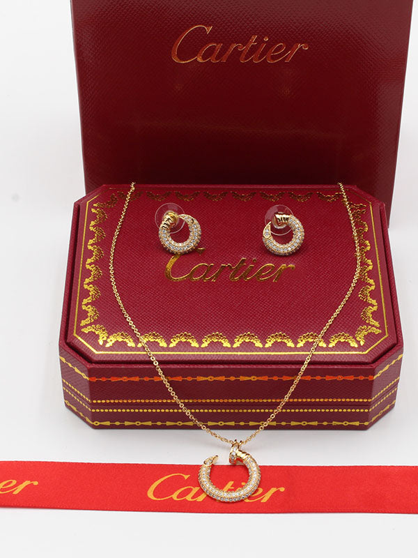 طقم كارتير زركون ناعم 2 قطع اطقم CARTIER ذهبي