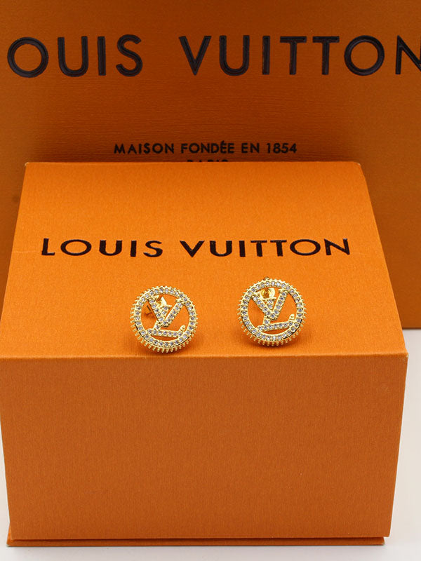 حلق لويس فيتون دائري زركون حلق louis vuitton ذهبي