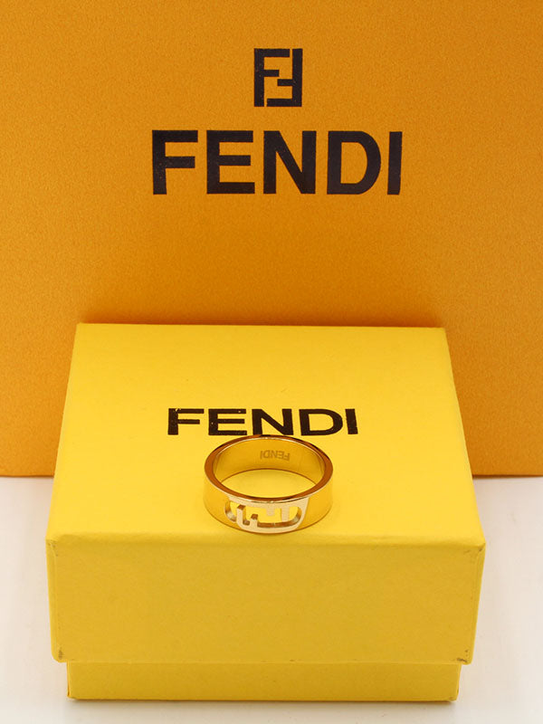 خاتم فندي ميتال لوقو ذهبي الجديد خواتم fendi