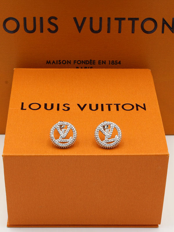 حلق لويس فيتون دائري زركون حلق louis vuitton فضي