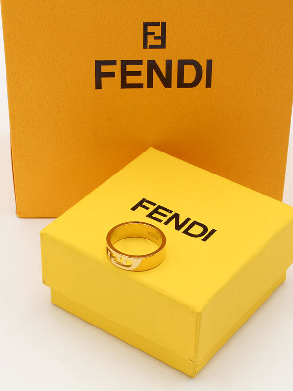 خاتم فندي ميتال لوقو ذهبي الجديد خواتم fendi