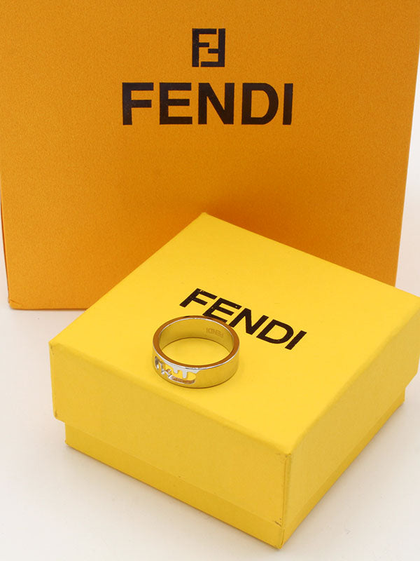 خاتم فندي ميتال لوقو ذهبي الجديد خواتم fendi